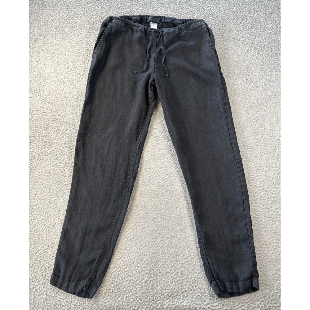 CP Shades Linen Pants Womens Large Black Drawstring Elastic Waist Pockets Beach